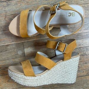 BC Footwear Mustard Espadrille Wedge Sandals ~ sz 8.5